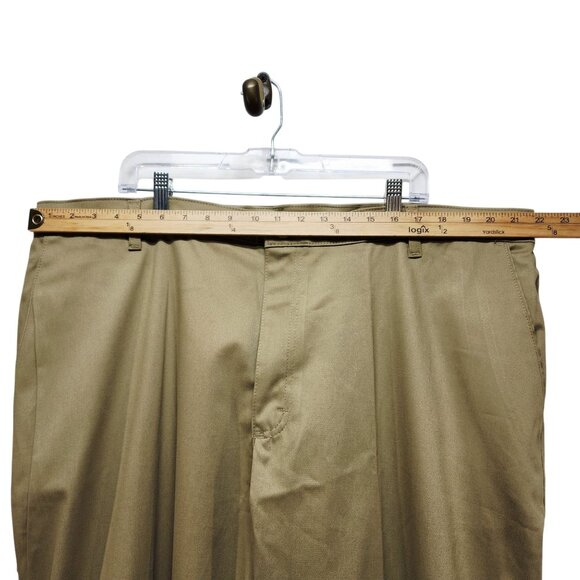 Wrangler Riata Mens Flat Front Relaxed Fit Chino Pants Size 42X30 Stretch  Khaki - Picture 8 of 10